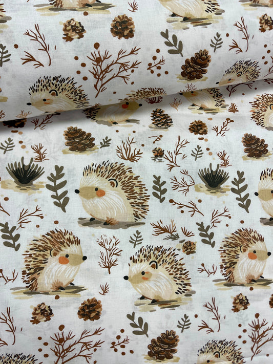 100% Kokvilnas audums - eži 125 g/m²