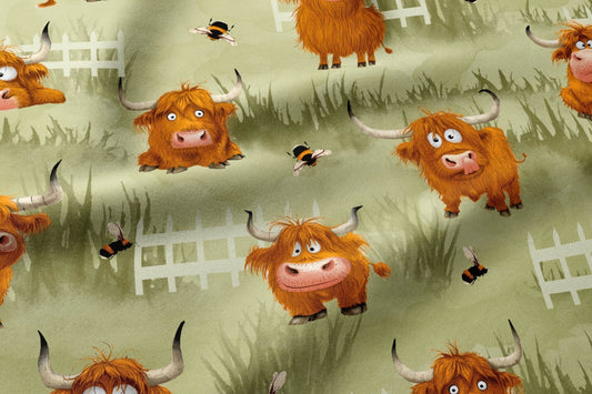 100% Kokvilnas audums - jautrie bullīši 125 g/m²