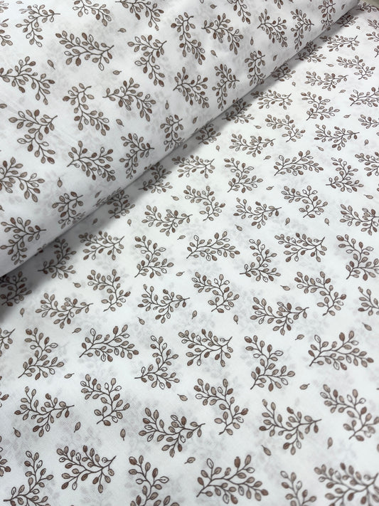 100% Kokvilnas audums - koka zariņi 125 g/m²