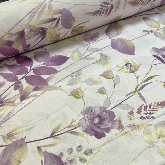 Attēls ar 100% Kokvilnas audums - lillā pļava 220cm 146 g/m² – pieejams Šarlotes audumi