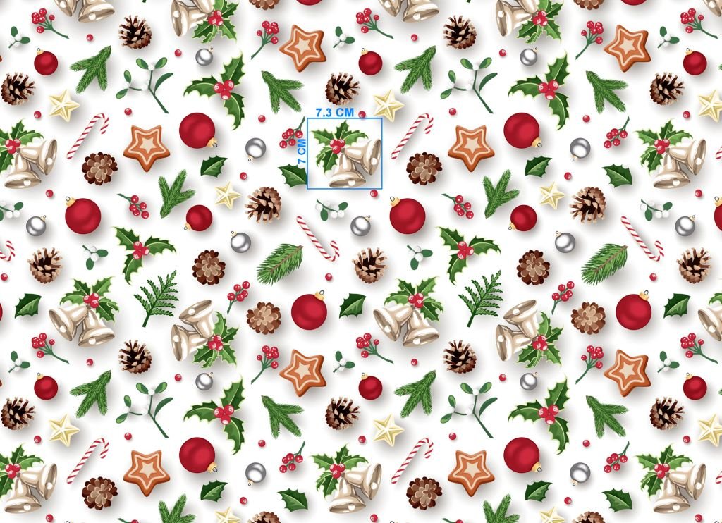 Attēls ar 100% Kokvilnas audums - Ziemassvētku raksts 125 g/m (drīzumā gaidāms) – pieejams Šarlotes audumi