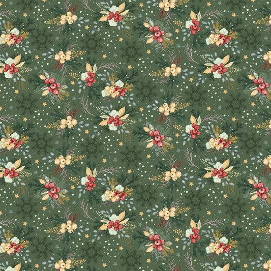 Attēls ar 100% Kokvilnas audums - Ziemassvētku raksts uz zaļa 125 g/m (drīzumā gaidāms) – pieejams Šarlotes audumi