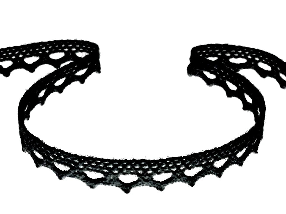 Attēls ar 100% Kokvilnas mežģīne 1,1 cm - melna – pieejams Šarlotes audumi