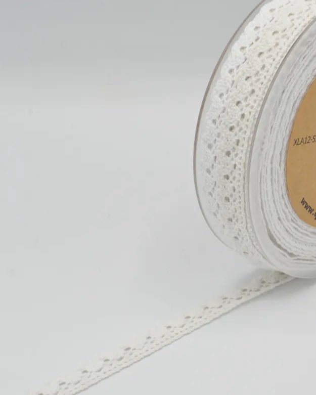 100% Kokvilnas mežģīne - 1,5 cm balta