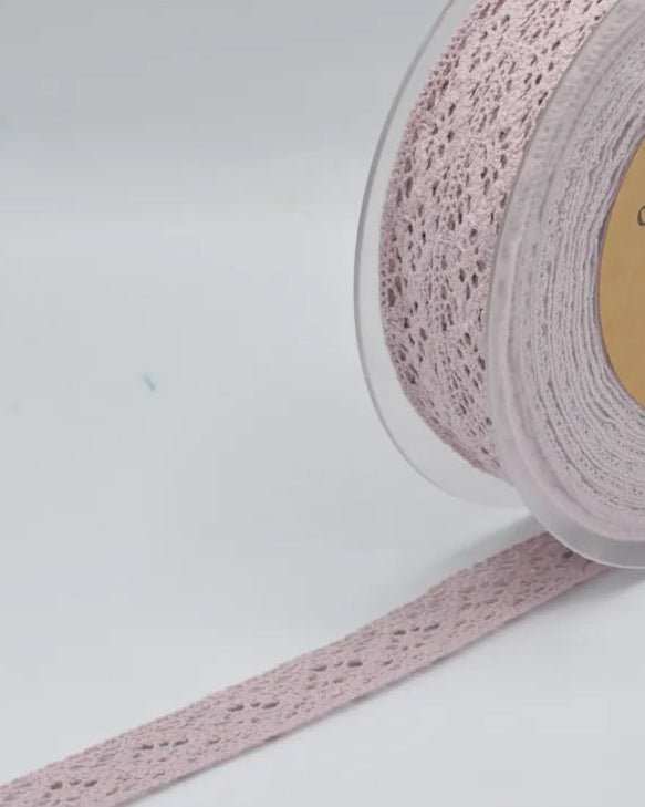 100% Kokvilnas mežģīne - 2 cm pūderrozā