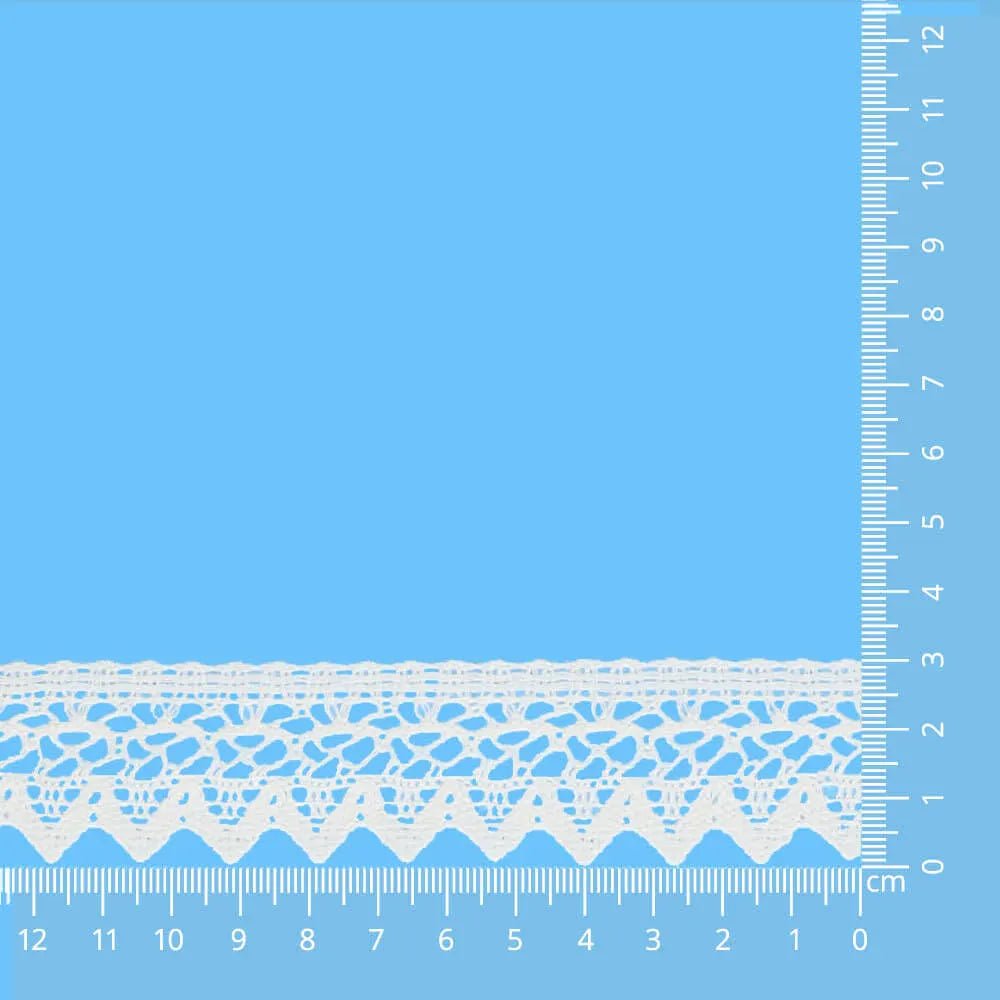 100% Kokvilnas mežģīne - 2,8 cm balta