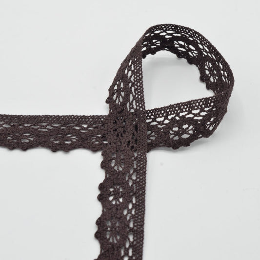 100% Kokvilnas mežģīne 3 cm - brūna