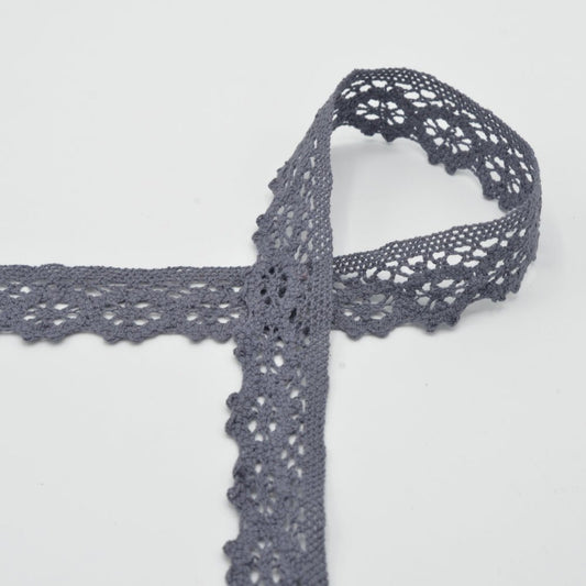 100% Kokvilnas mežģīne 3 cm - pelēka