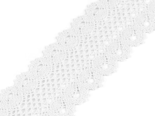 100% Kokvilnas mežģīne - 6 cm balta