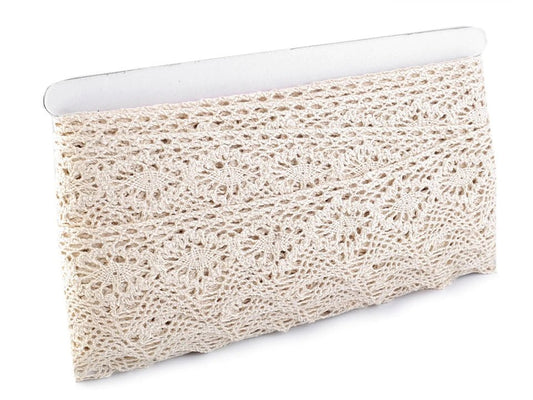 100% Kokvilnas mežģīne|4,6 cm| balta