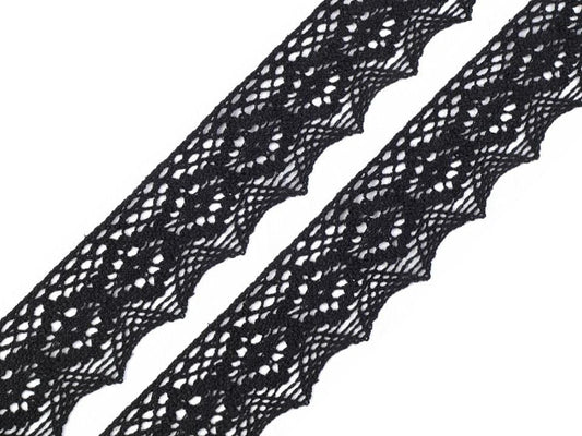 100% Kokvilnas mežģīne|4,6 cm| melna