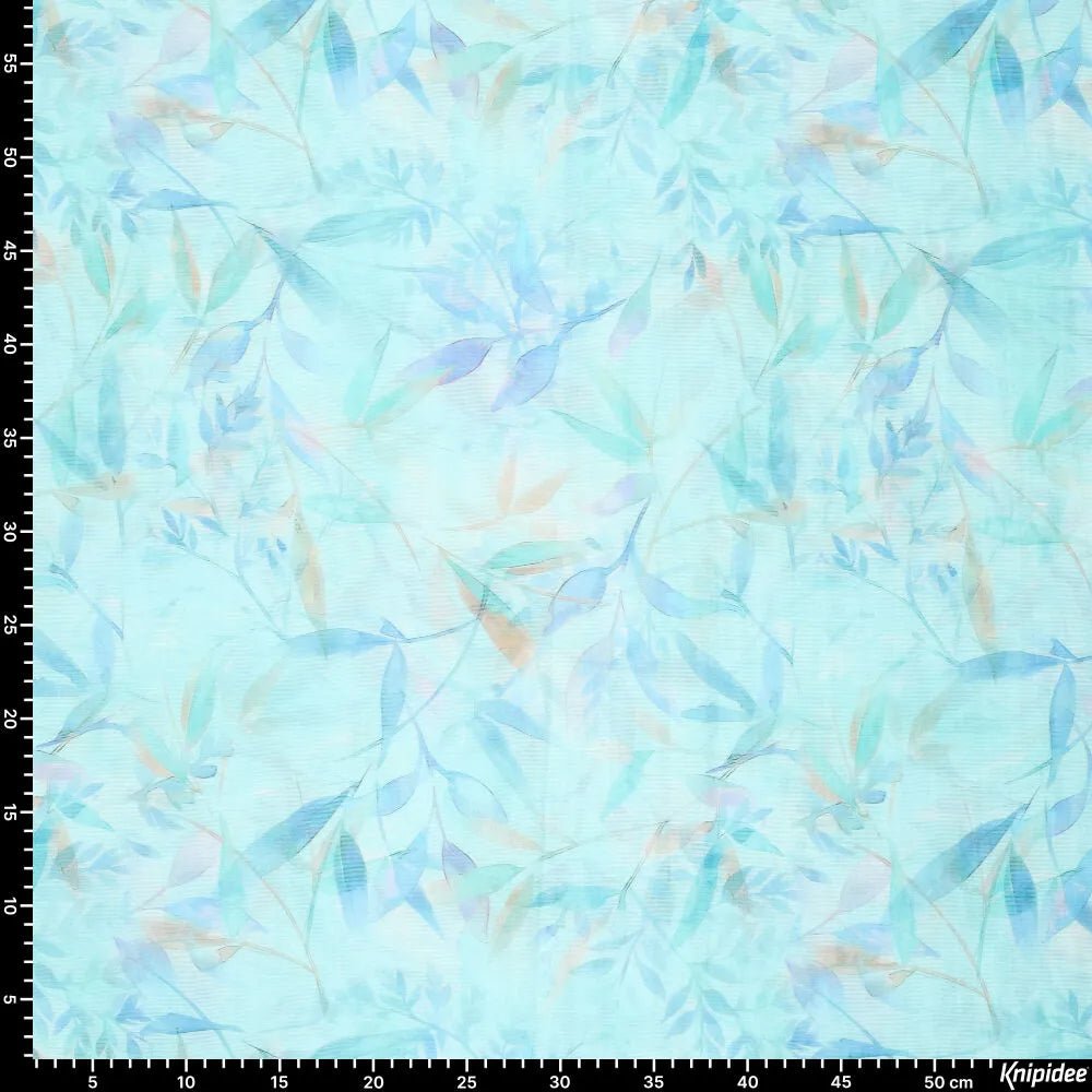 100% Viskozes audums - tirkīzzils raksts 65 g/m²