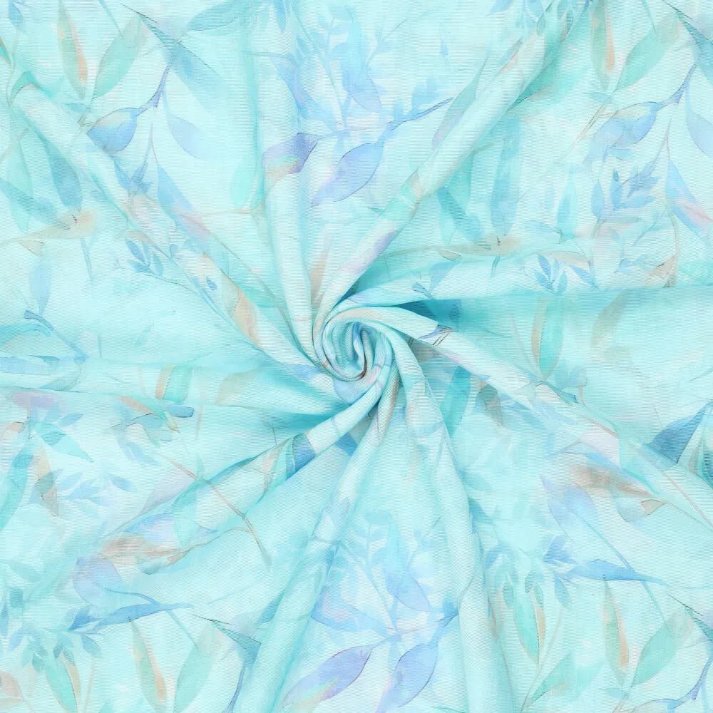 100% Viskozes audums - tirkīzzils raksts 65 g/m²