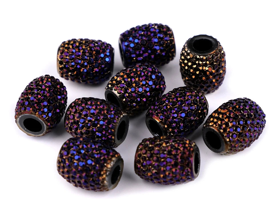 Decorative shiny beads with large hole 13×15 mm
