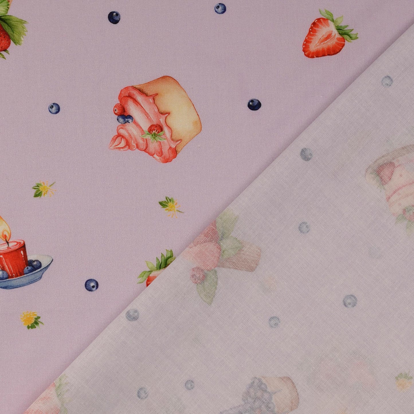 Premium 100% Cotton Fabric - Blueberry Cupcakes