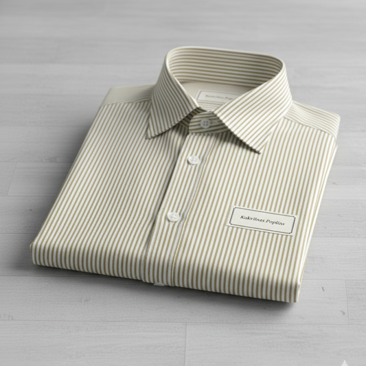 100% medvilnės audinys – smėlio atspalvio linijos 125 g/m²