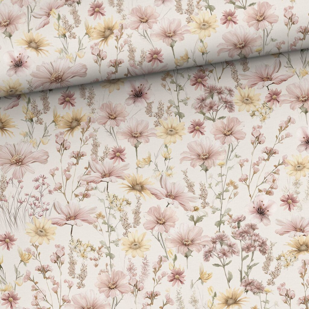 Kilpinis medvilnės trikotažas – saulės nutvieksta pieva 250 g/m²