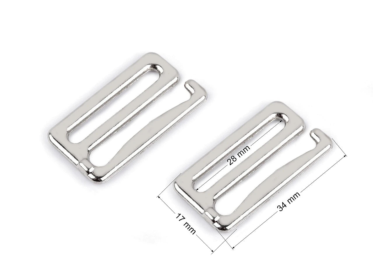 Āķis peldkostīmiem un apakšveļai | Platums 28 mm | Niķelēts, mazgājams metāls | 2 gab.