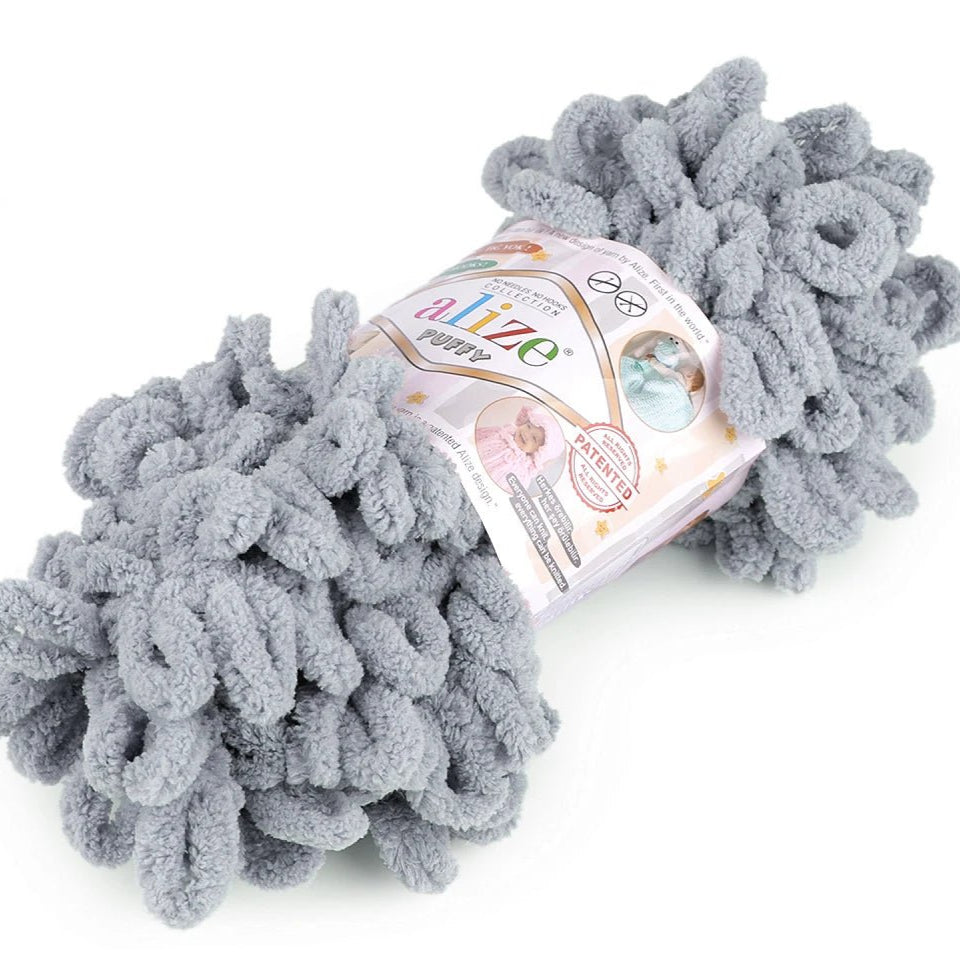 Alize dzija Puffy - zili pelēka 9 m 100g #428