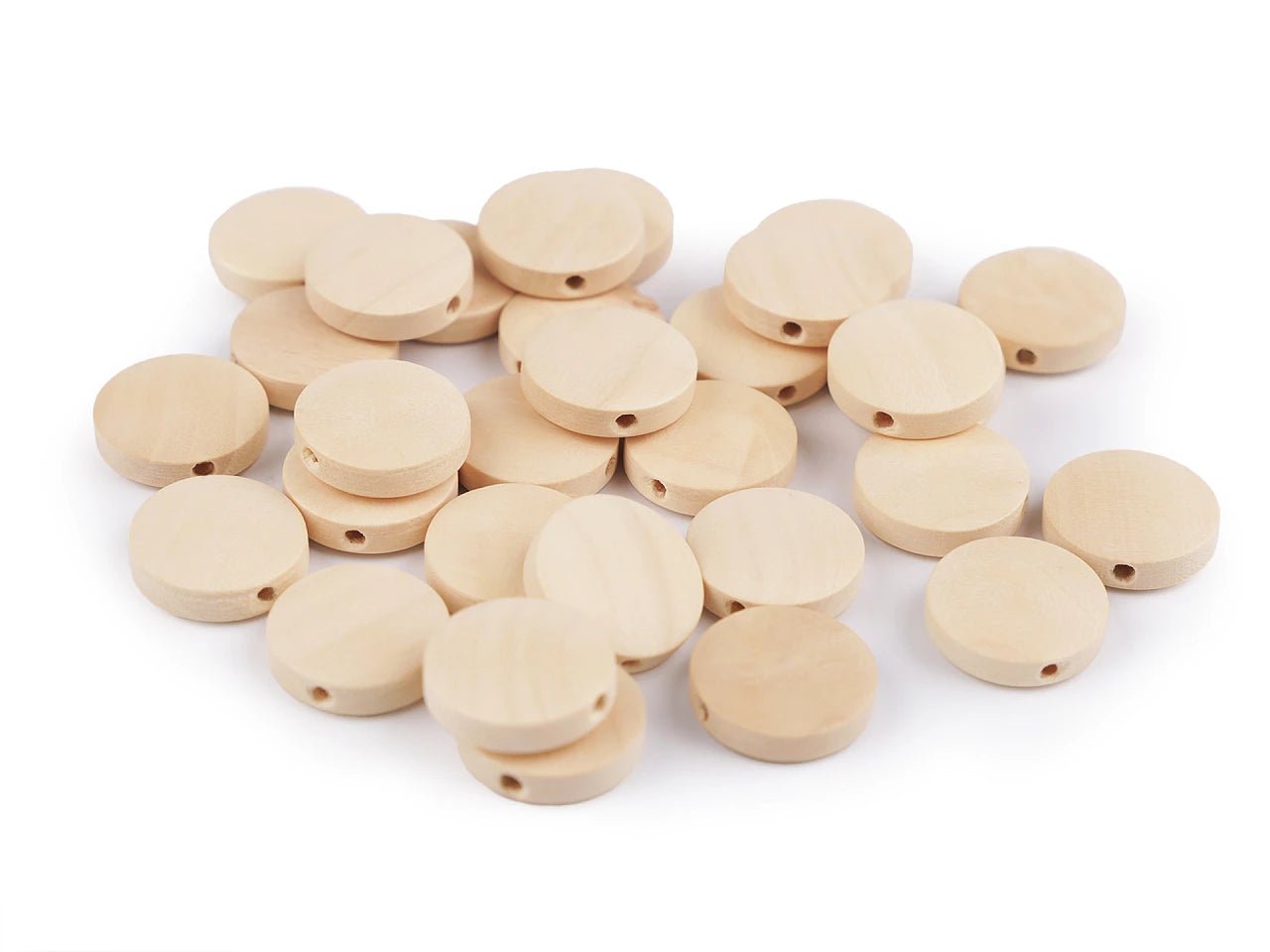 Attēls ar Apaļas, Nepabeigtas Koka Pērlītes Ø15mm|30 gab. – pieejams Šarlotes audumi