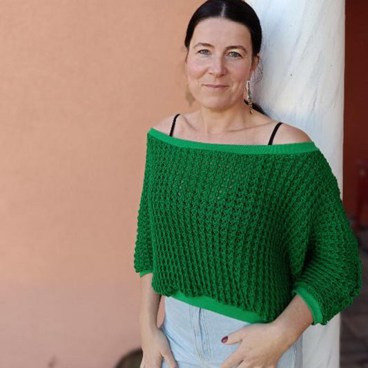 Attēls ar Biezs 100% kokvilnas adījums - zaļš 615 g/m² – pieejams Šarlotes audumi