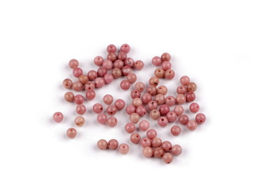 Dabīgā akmens pērlītes – Rodonīts 4 mm (rozā tonis) | 96 gab.