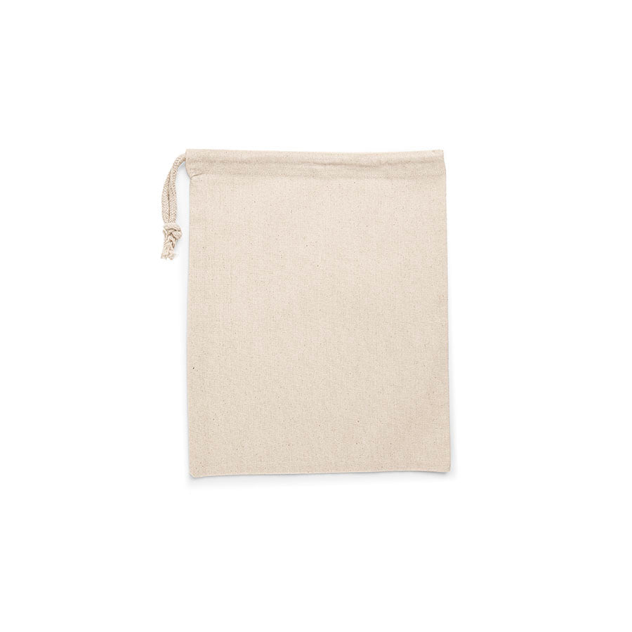 Attēls ar Dabīgas kokvilnas maisiņš ar savelkamu auklu 24×30 cm 140 g/m² – pieejams Šarlotes audumi