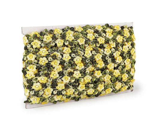 Image of decorative embroidered ribbon with 3D flowers – 20 mm – available online at Šarlotes audumi