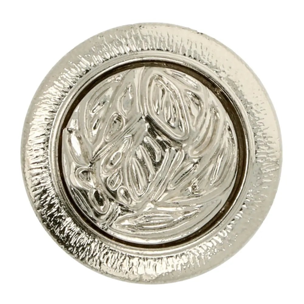 Image of decorative button with a heart element - silver – available online at Šarlotes audumi
