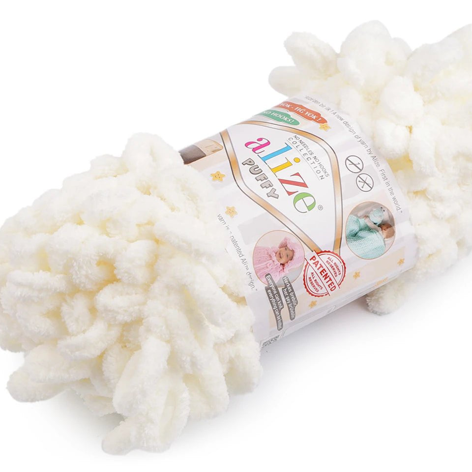 Dzija Yarn Alize Puffy - piena balta 9 m 100g #62