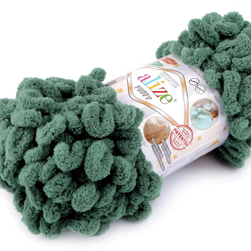 Dzija Yarn Alize Puffy - tumši zaļa 9 m 100g #532