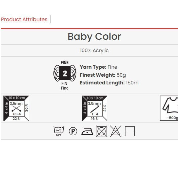 Dzija Yarn Art Baby Color - 150 m 50g #204