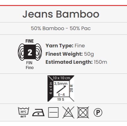 Dzija Yarn Art Jeans Bamboo - maigi rozā 150 m 50g #109