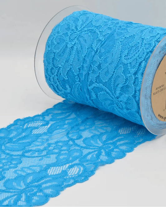 Elastīgā mežģīne - 15 cm - tirkīzzila