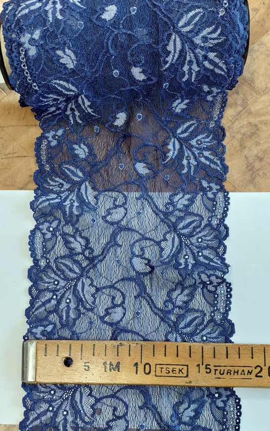 Image with elastic lace 16 cm - cobalt blue – available at Šarlotes audumi