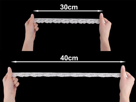 Attēls ar Elastīgā mežģīne 2,8 cm - silti balta – pieejams Šarlotes audumi