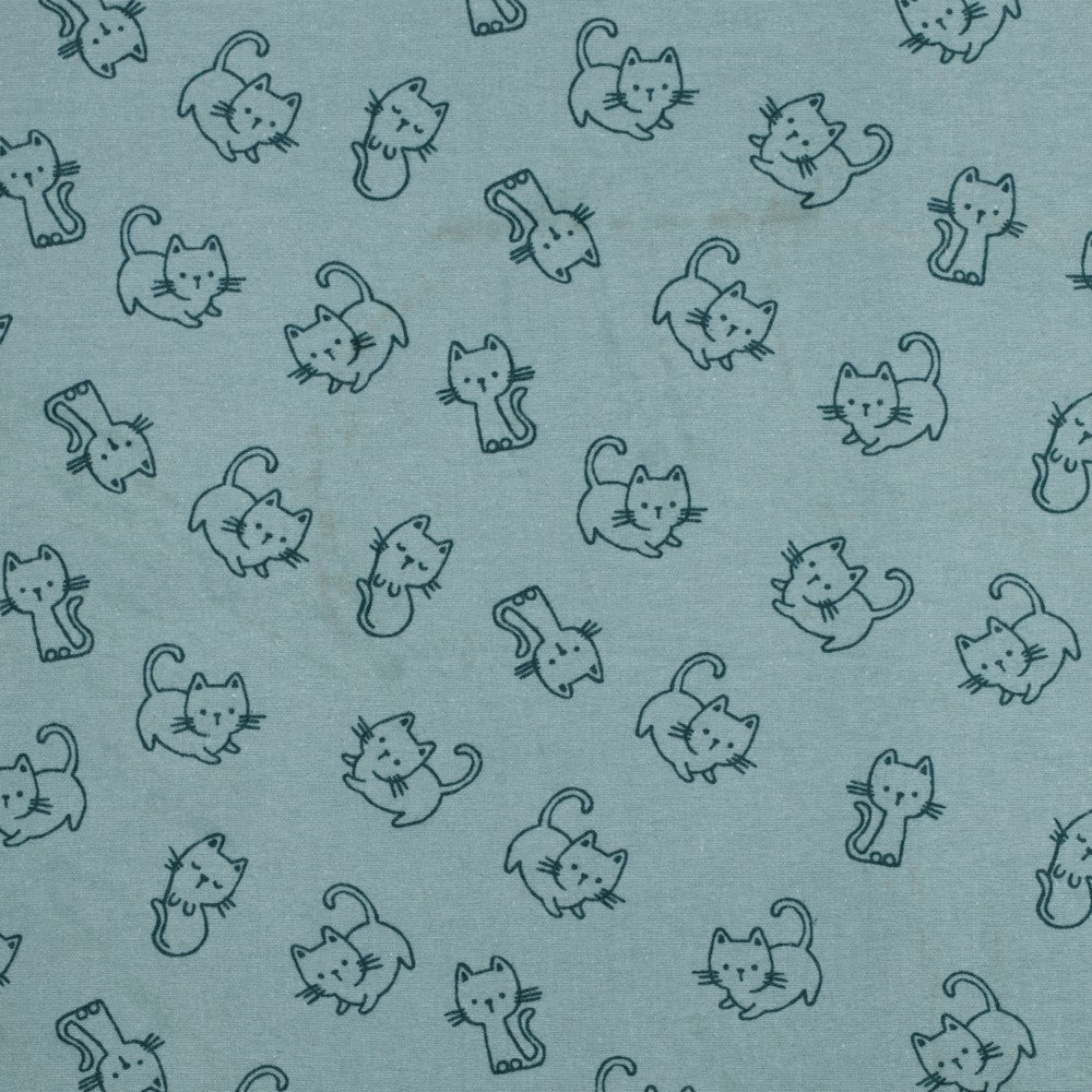 Flanelis - kaķi uz mint fona 165 g/m²