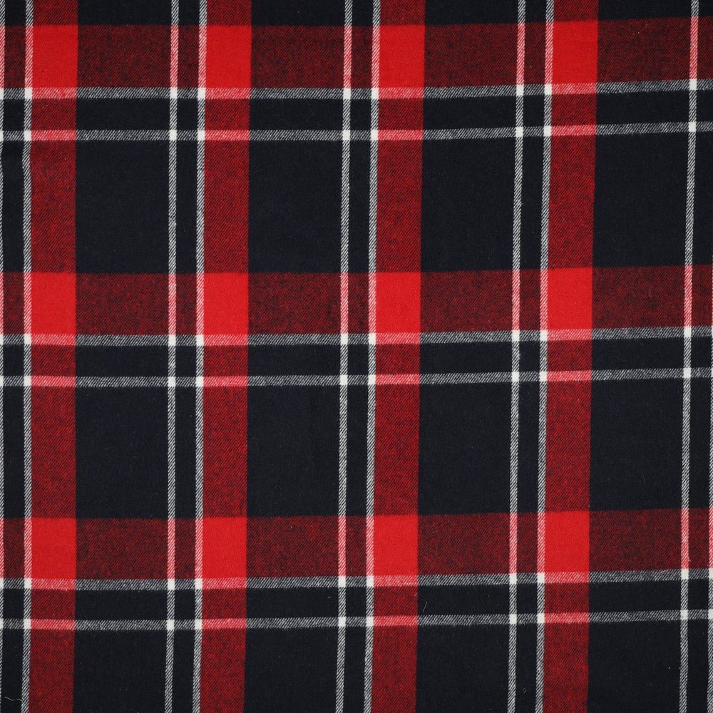 Flanelis - sarkans ar melnu 260 g/m²