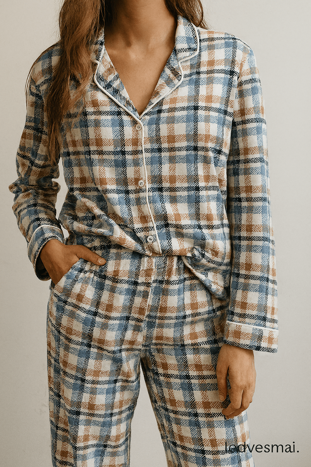 Flanelis - zils rūtains 165 g/m²