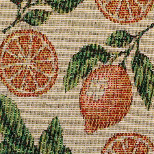 Image of a tapestry with lemons on a beige background – available online at Charlotte's Fabrics