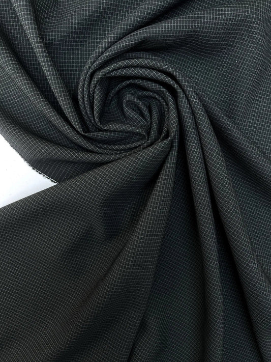 Itālijas vilnas audums | 100% vilna | 180 g/m² | 155 cm | Rūtains pelēks - melns