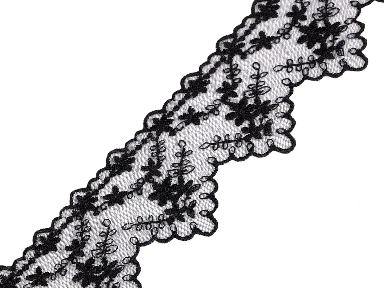 Izšūta mežģīne - 6,5 cm melna