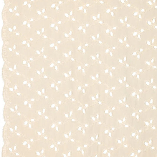 Izšūts kokvilnas audums - izšuvums uz bēša 115g/m²