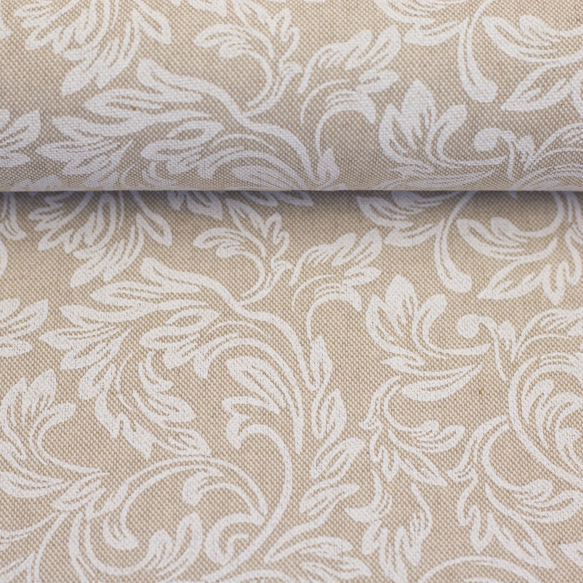 Kanvas audums - elegants balts raksts 200 g/m²