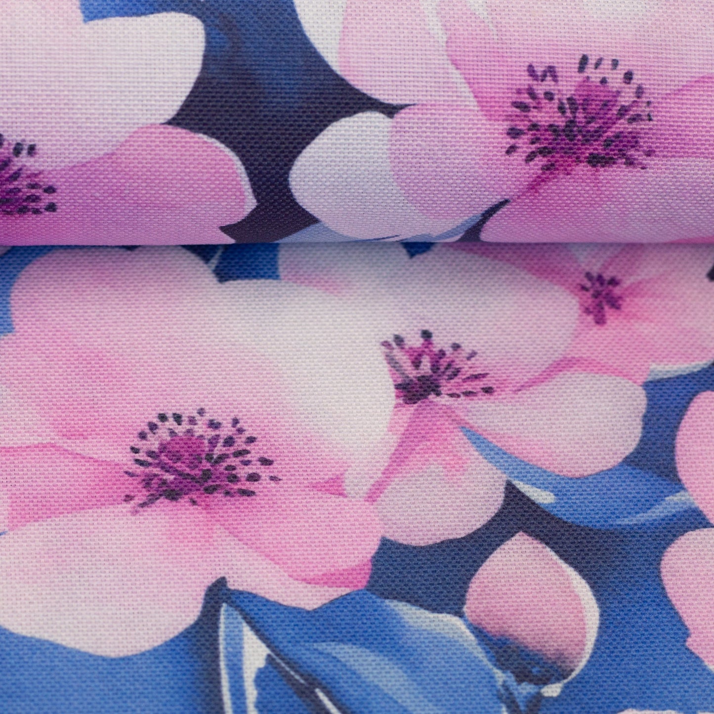 Kanvas audums - rozā ziedi 200 g/m²