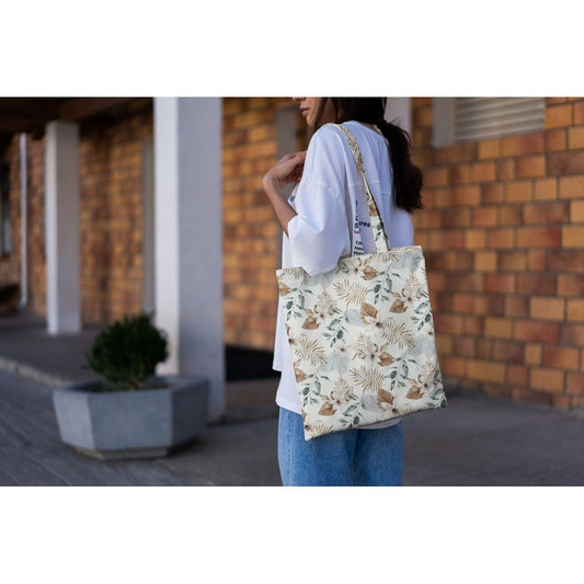 Kanvas audums-tropu lapas uz balta fona 190 g/m²