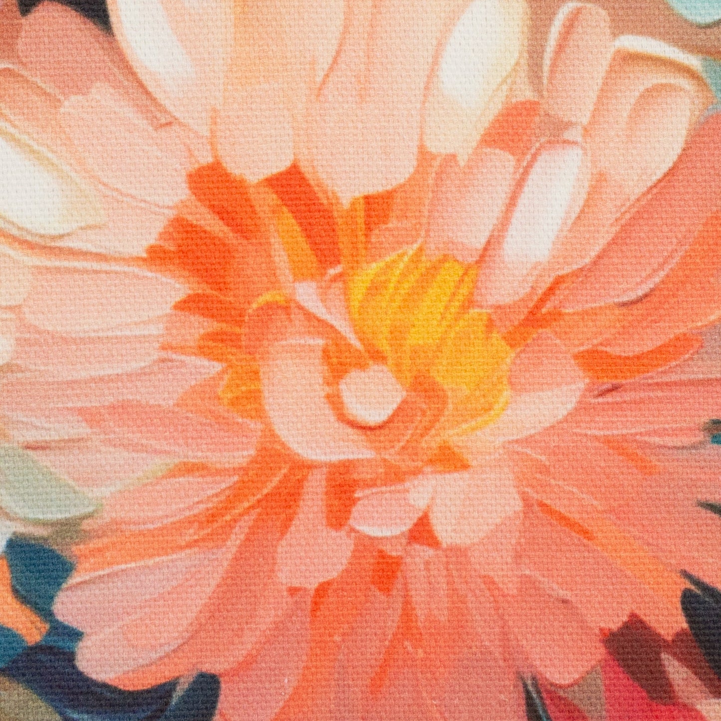 Canvas fabric floral painting in pink and coral tones 250 g/m² – available at Charlotte's Fabrics