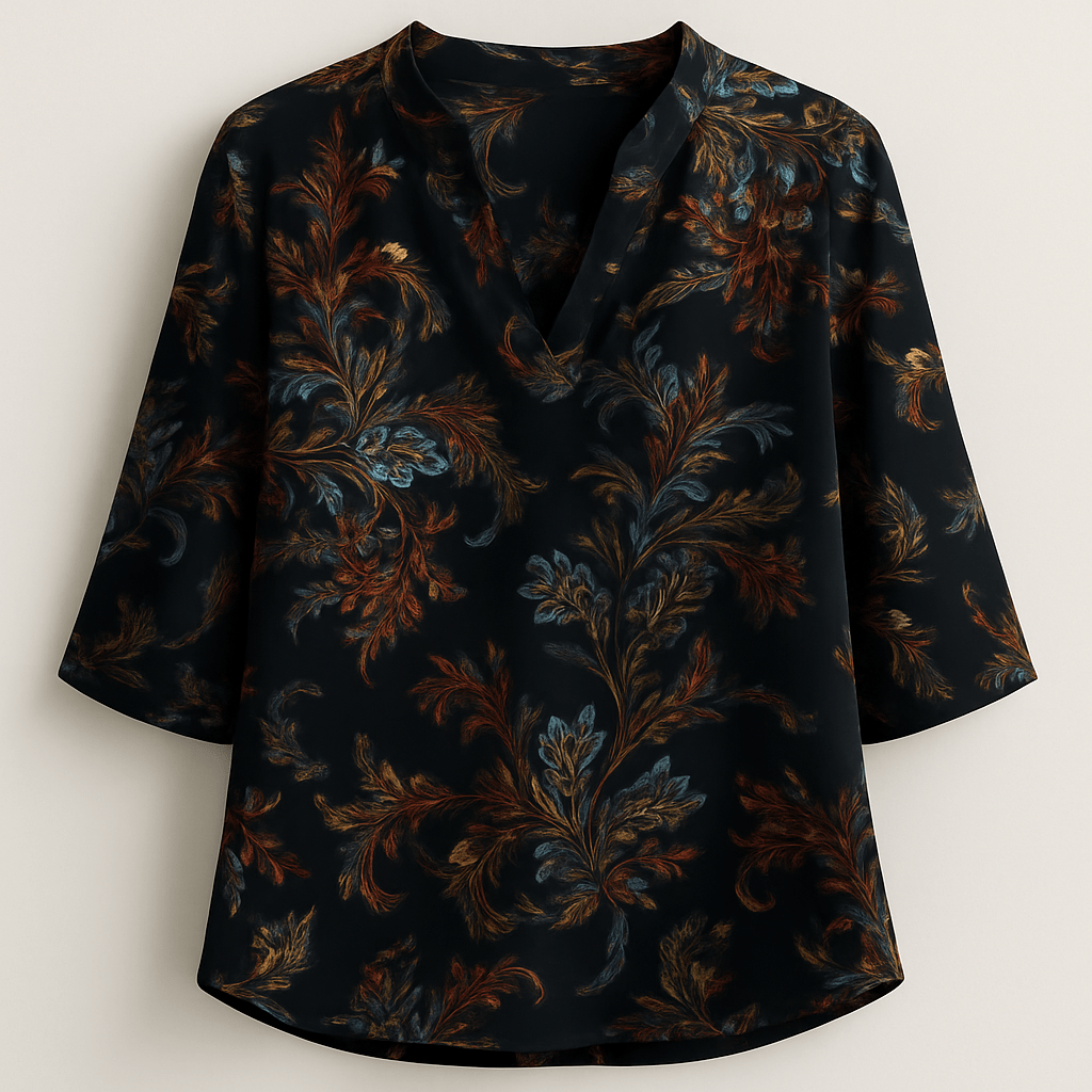 Kleitu audums ar elastānu - raksts uz melna fona 80 g/m²