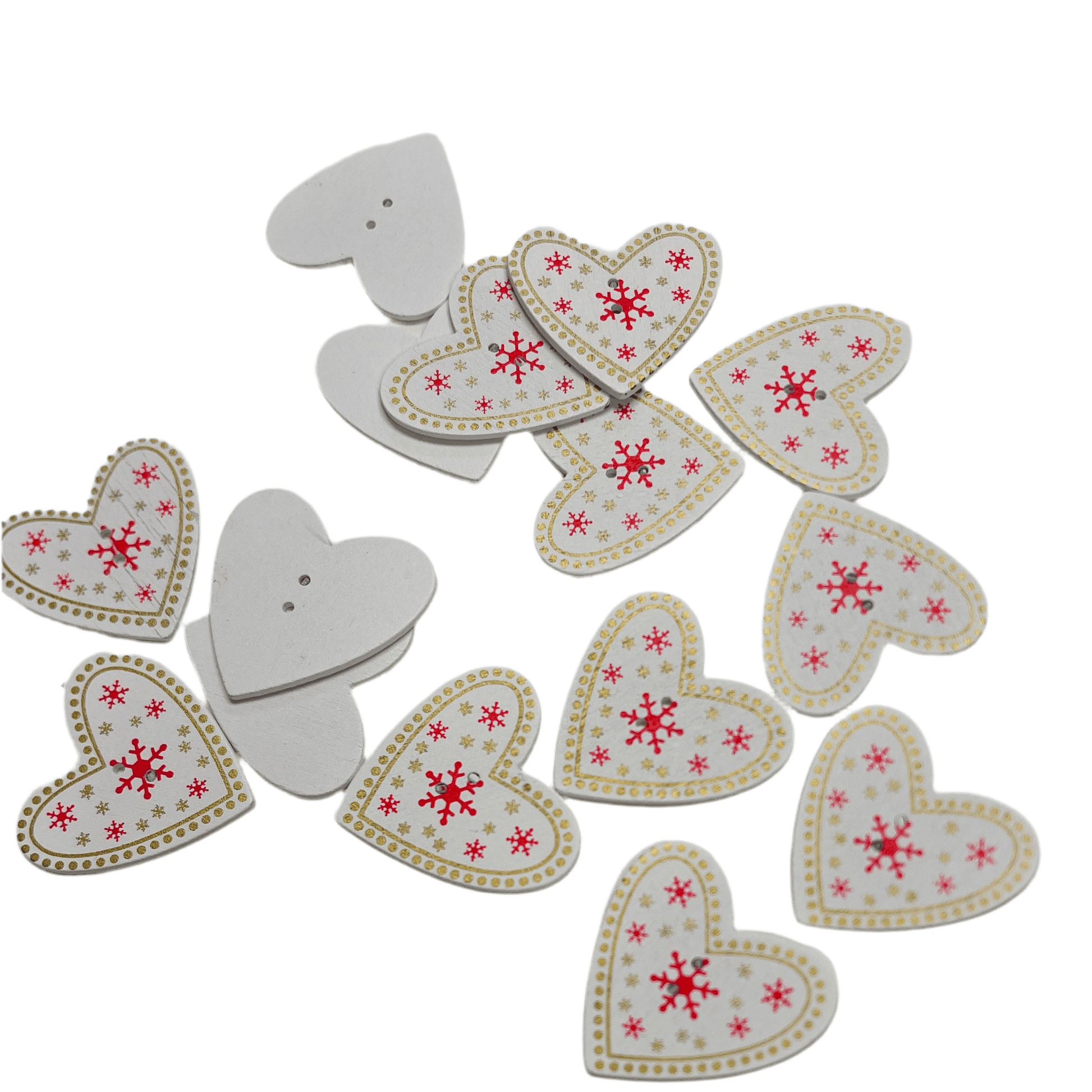 Koka pogas 35 mm - sirsniņa ar sniegpārslām