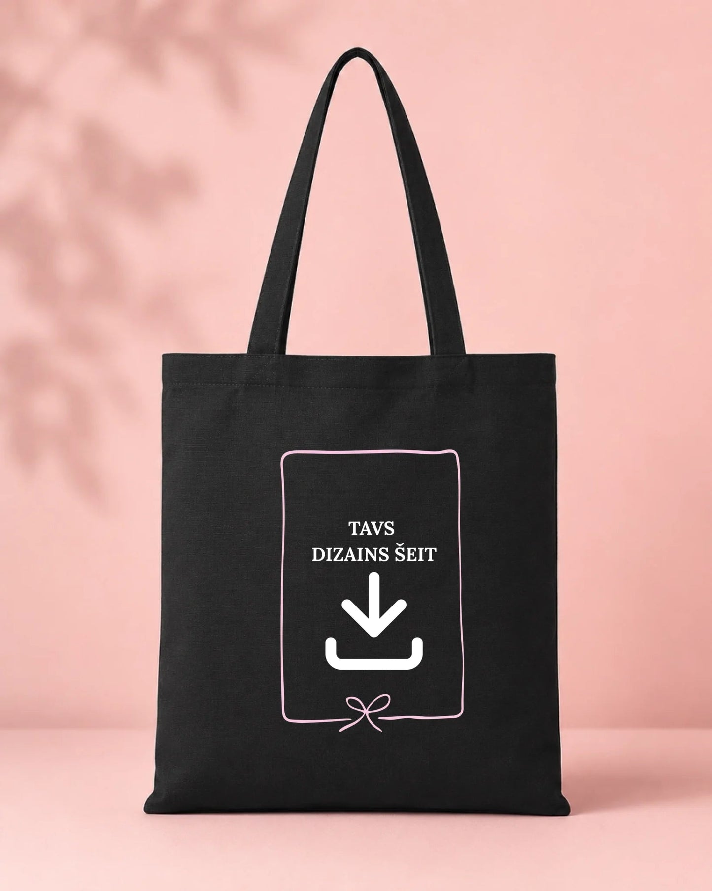 Image of a cotton fabric bag with custom print - black – available online at Šarlotes audumi